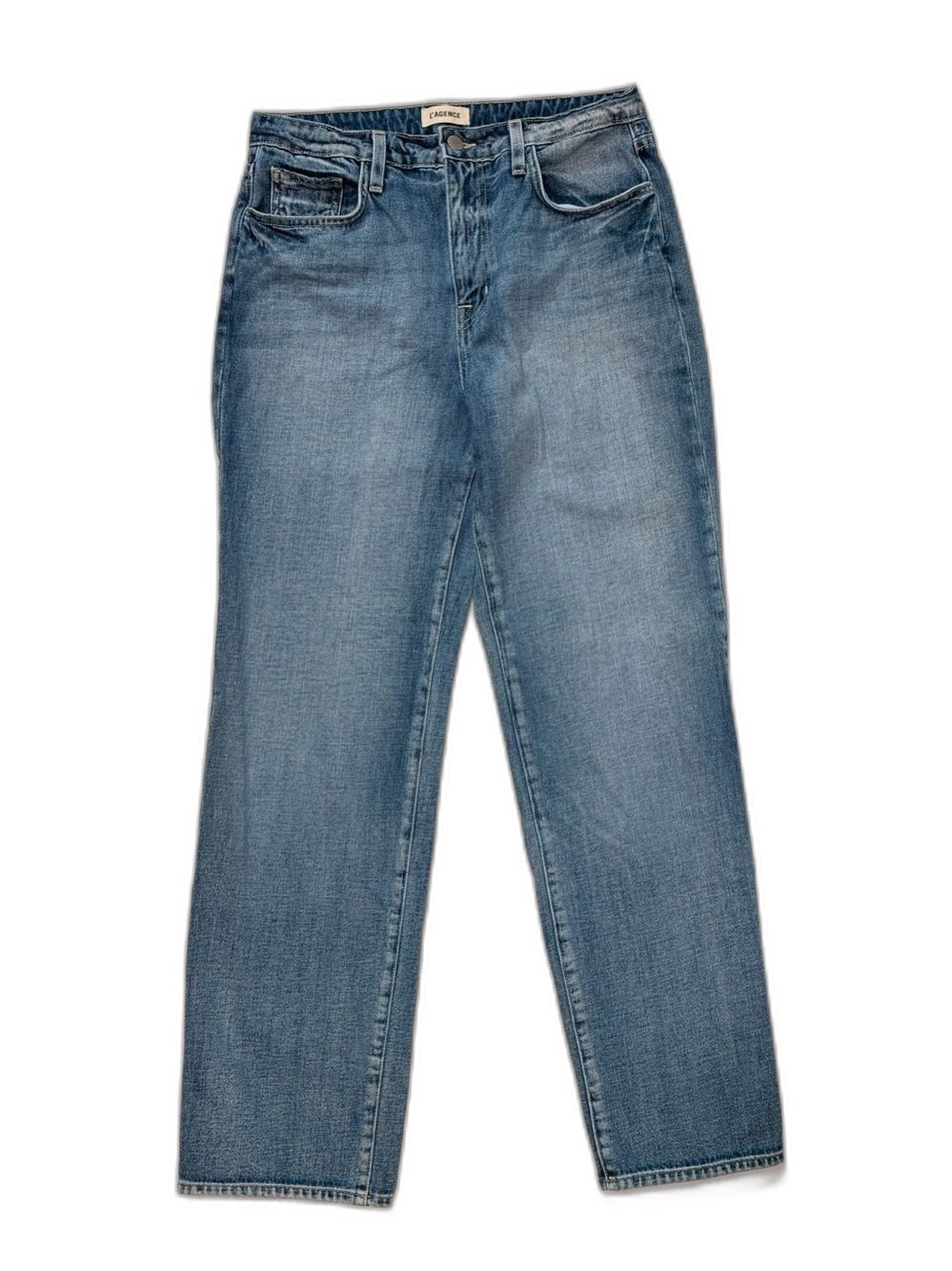 L'Agence 100% Cotton High Rise Straight Leg Jeans Medium Wash - Size 28